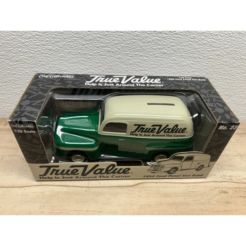 Vtg ERTL True Value 1950 Ford Panel Van Bank Diecast Model Car Scale 1:25